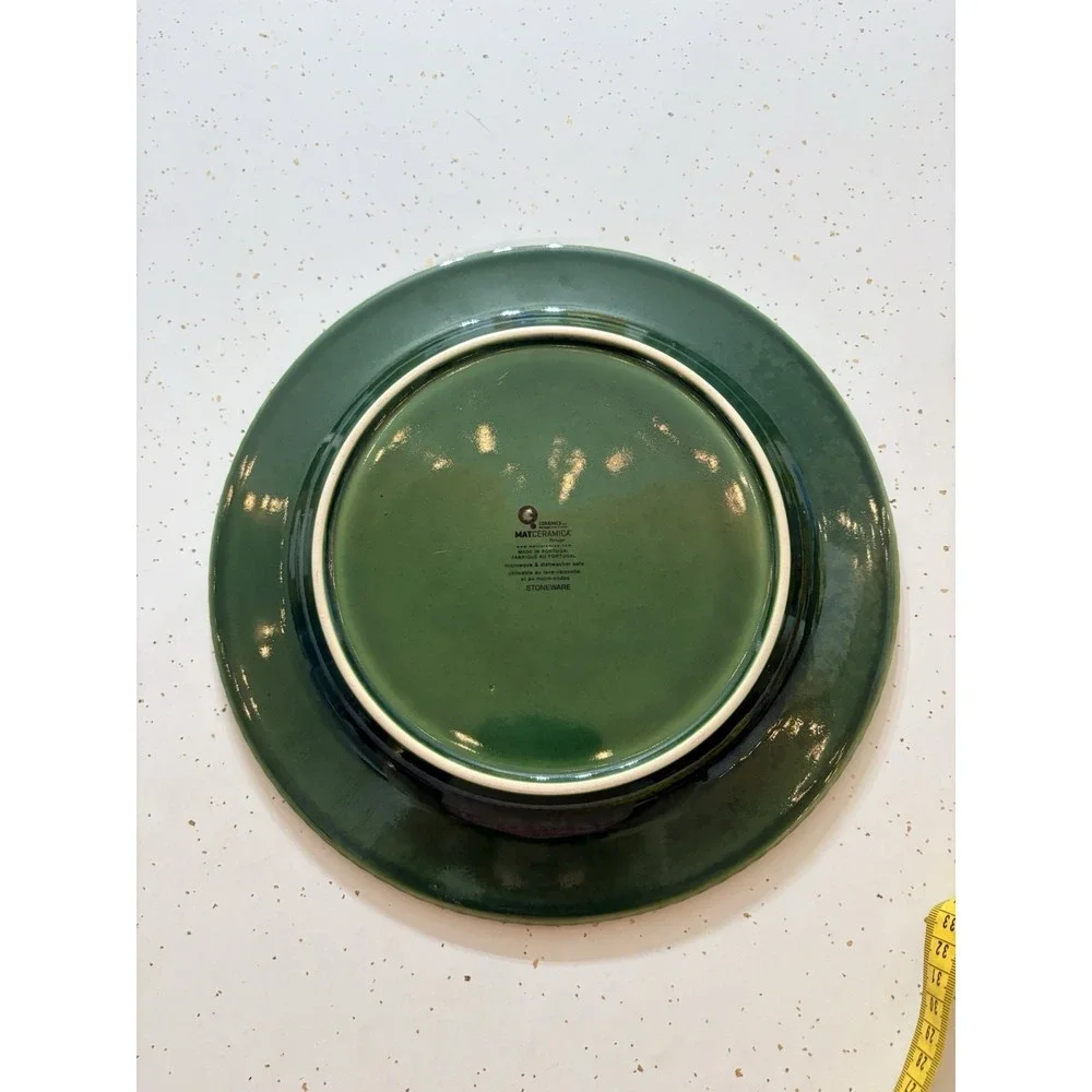 Matceramica Perola green ceramic Dinner Plate with beaded edges 11